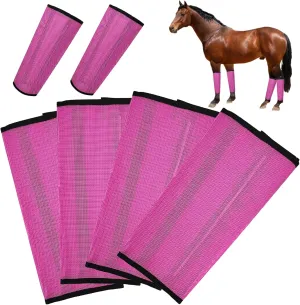 4 Pcs Fly Boots for Horses Mesh Horse Fly Boots Pony Fly Boots Preventing Flies and Mosquitoes Bites Protect Horses Leggings Breathable Soft and Comfortable Horse Supplies (Pink)