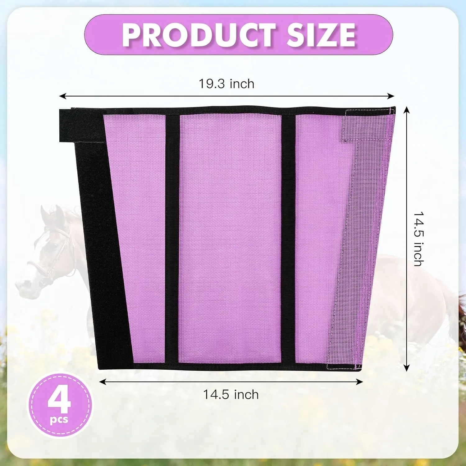 4 Sets Fly Boots Loose Fitting & Non-Slip Horse Fly Leggings No More Horsefly Nuisance Greatly Reduce Stomping Breathable with Natural Air Flow