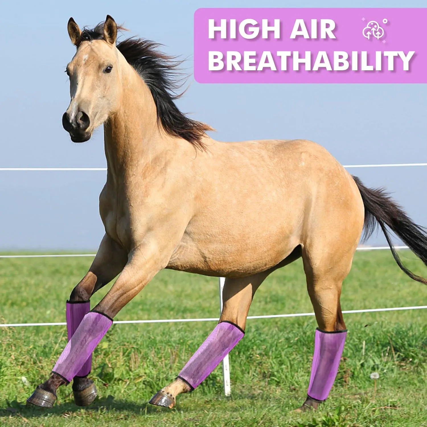 4 Sets Fly Boots Loose Fitting & Non-Slip Horse Fly Leggings No More Horsefly Nuisance Greatly Reduce Stomping Breathable with Natural Air Flow
