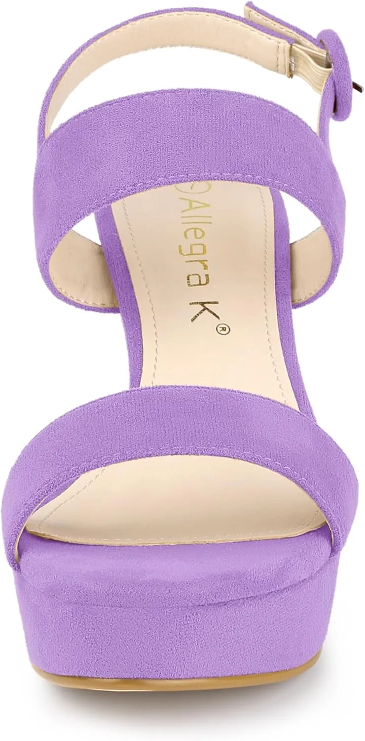Allegra K Women's Slingback Platform Heels Chunky High Heel Sandals