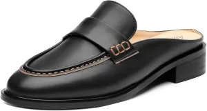 AMBELIGHT Comfortable Mules Flats for Women Loafers Chunky Heel Round Closed Toe Slip on Slingback Casual Classic Dressy Shoes