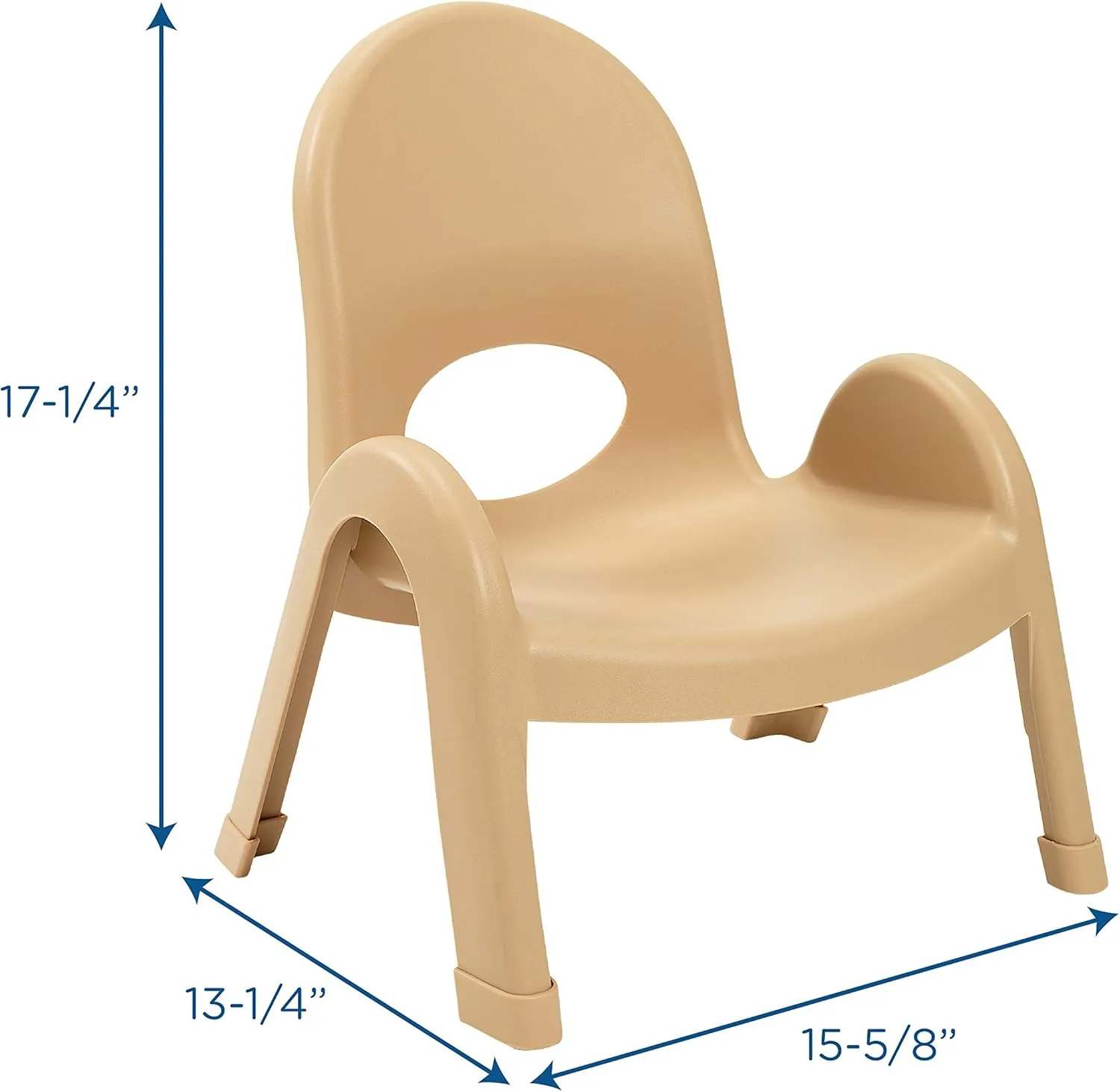Angeles Value Stack 7" Child Chair, Natural Tan, 4 Pack, Stackable Ergonomic Seating Solution for Classrooms and Homeschools