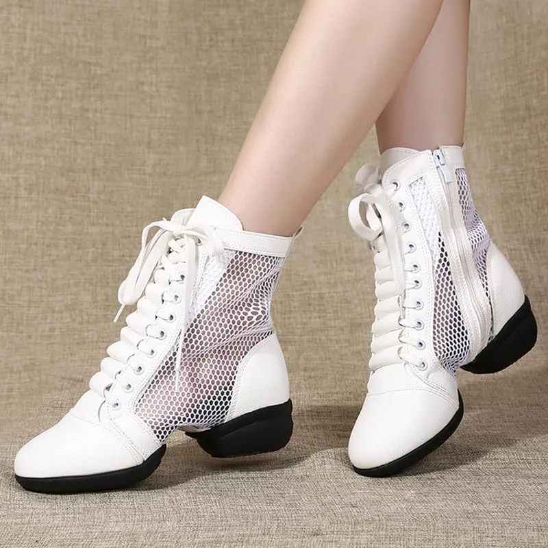 AOQUNFS Women's Dance Sneakers High Top Breathable Soft Modern Dance Shoes Jazz Boots with Split Sole