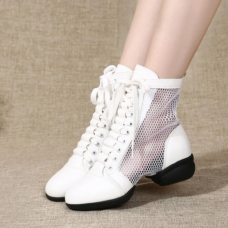 AOQUNFS Women's Dance Sneakers High Top Breathable Soft Modern Dance Shoes Jazz Boots with Split Sole