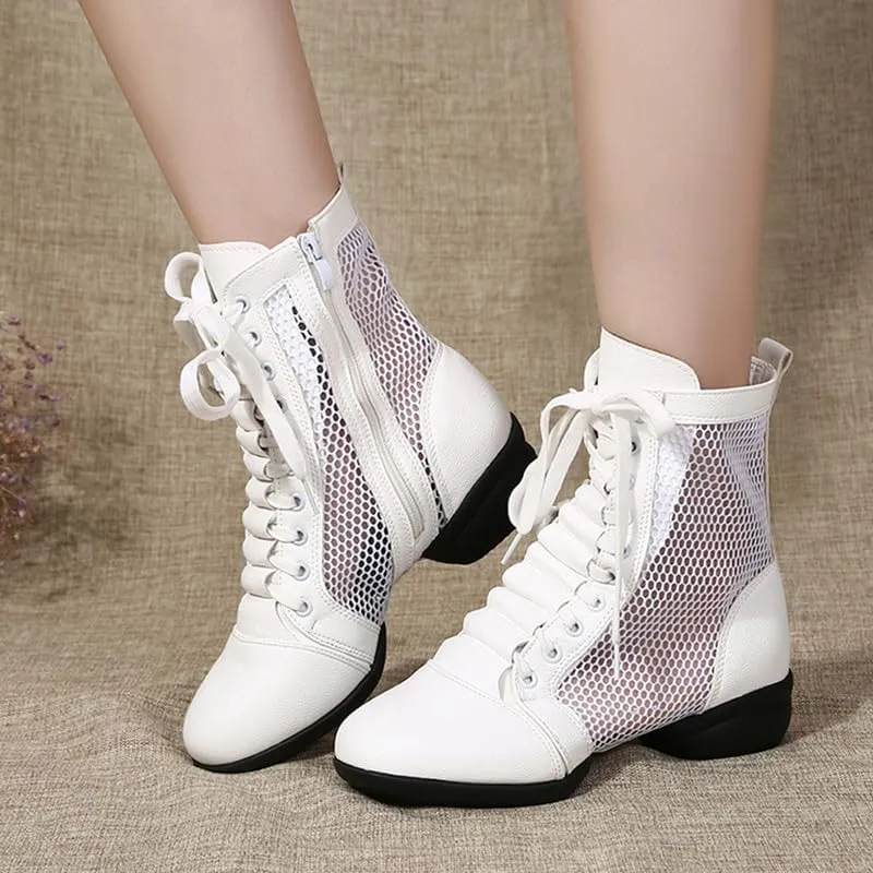 AOQUNFS Women's Dance Sneakers High Top Breathable Soft Modern Dance Shoes Jazz Boots with Split Sole