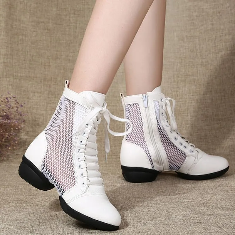 AOQUNFS Women's Dance Sneakers High Top Breathable Soft Modern Dance Shoes Jazz Boots with Split Sole