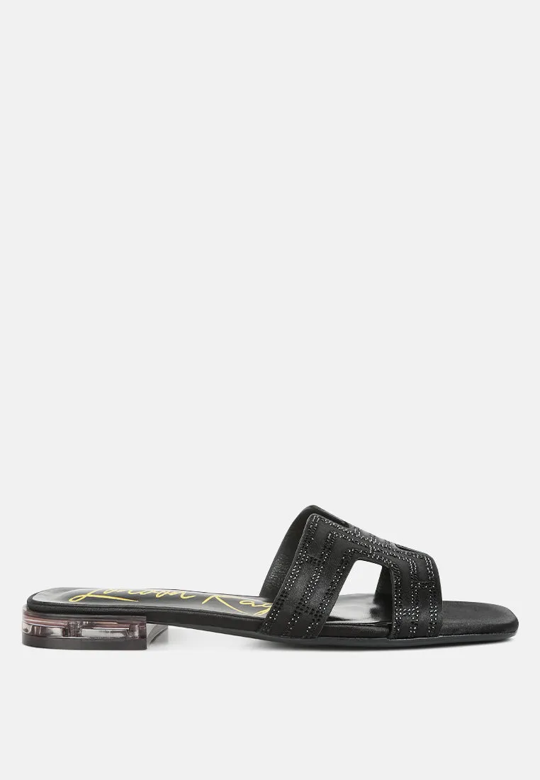 Big Money Low Stack Heel Embellished Sandals By Ruw
