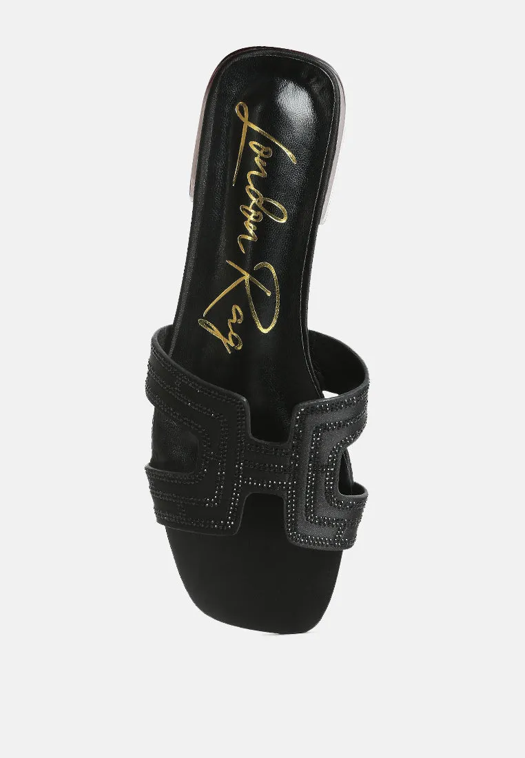 Big Money Low Stack Heel Embellished Sandals By Ruw