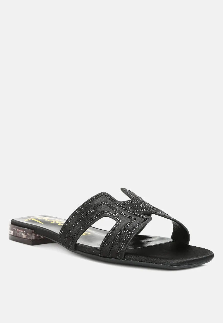 Big Money Low Stack Heel Embellished Sandals By Ruw