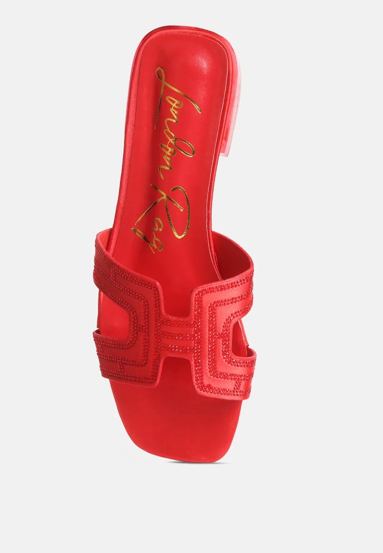 Big Money Low Stack Heel Embellished Sandals By Ruw