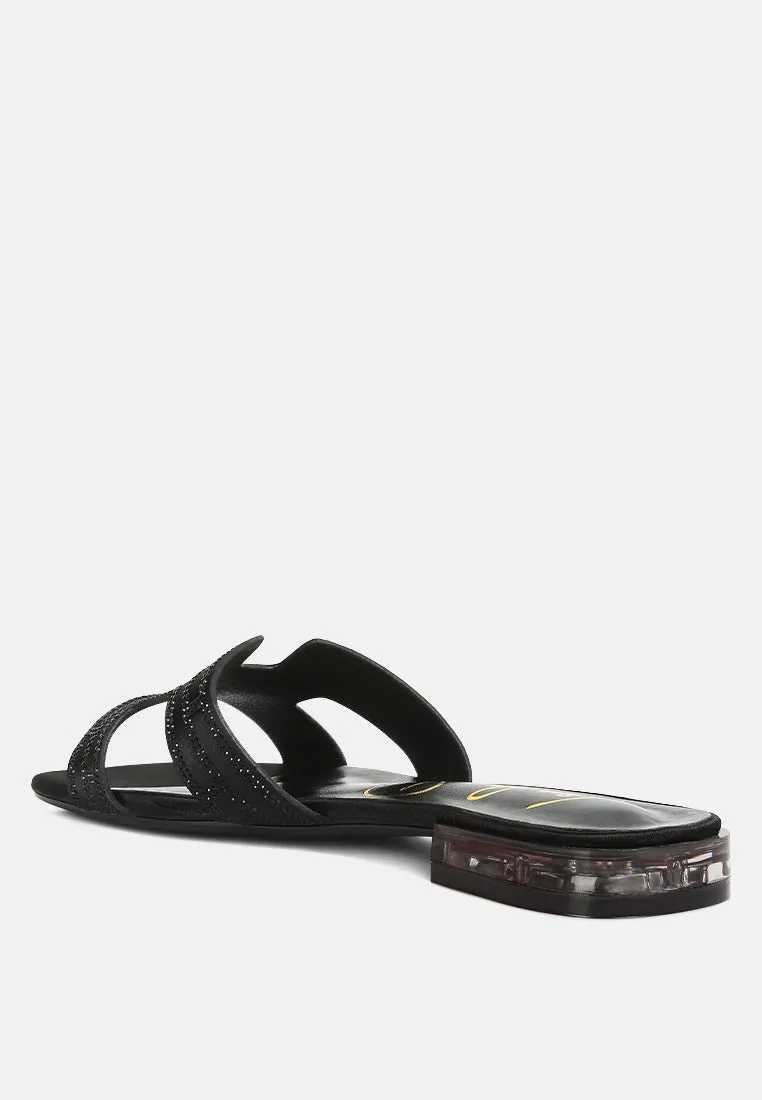 Big Money Low Stack Heel Embellished Sandals By Ruw