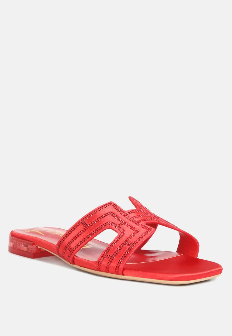 Big Money Low Stack Heel Embellished Sandals By Ruw