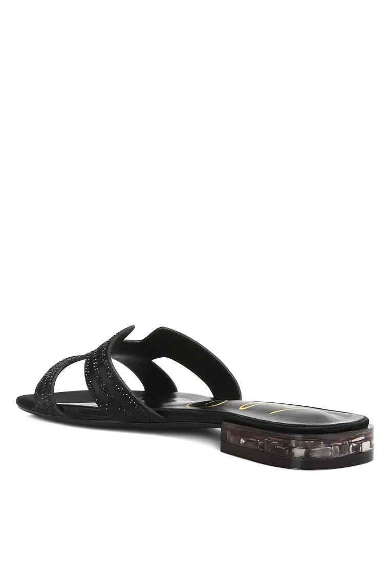 Big Money Low Stack Heel Embellished Sandals By Ruw