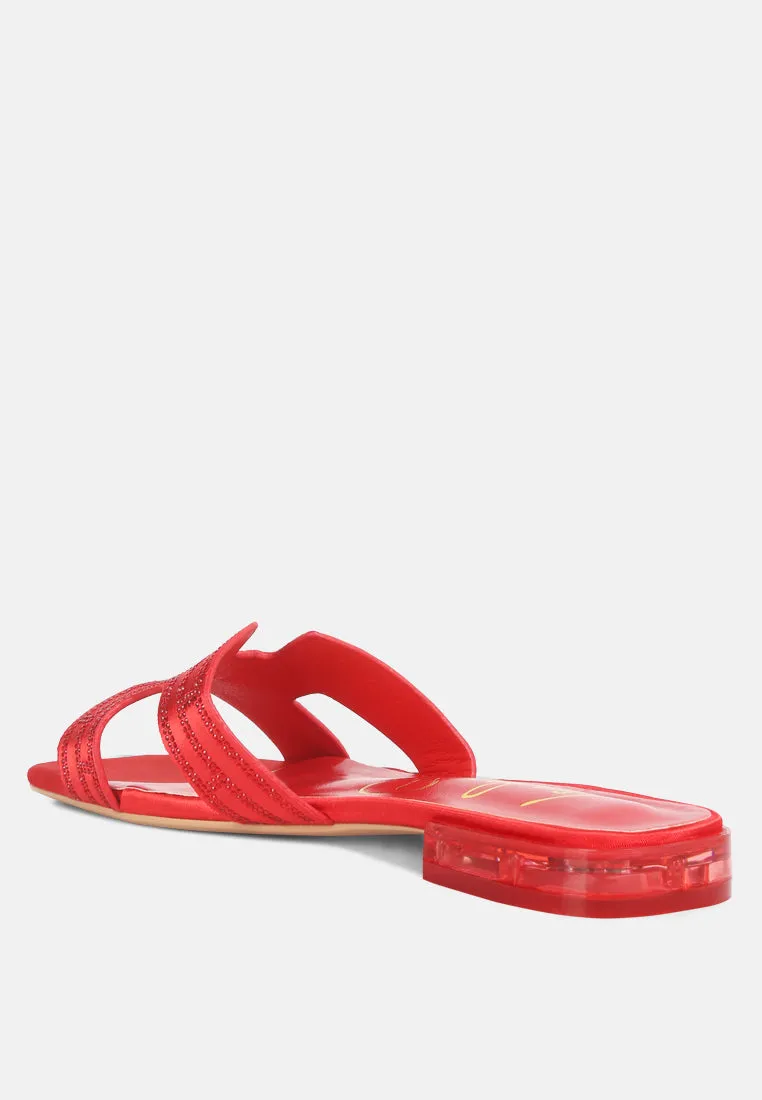Big Money Low Stack Heel Embellished Sandals By Ruw