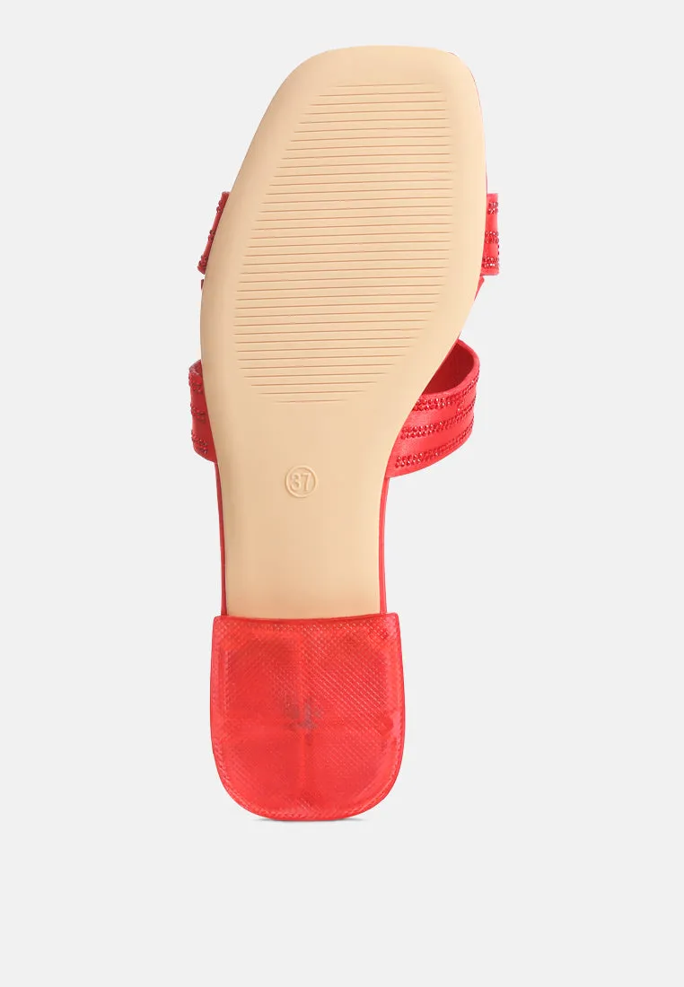 Big Money Low Stack Heel Embellished Sandals By Ruw