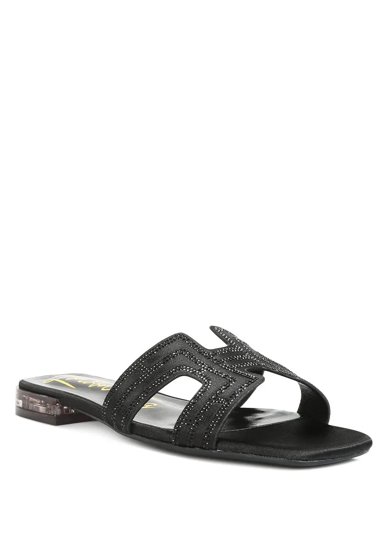 Big Money Low Stack Heel Embellished Sandals By Ruw
