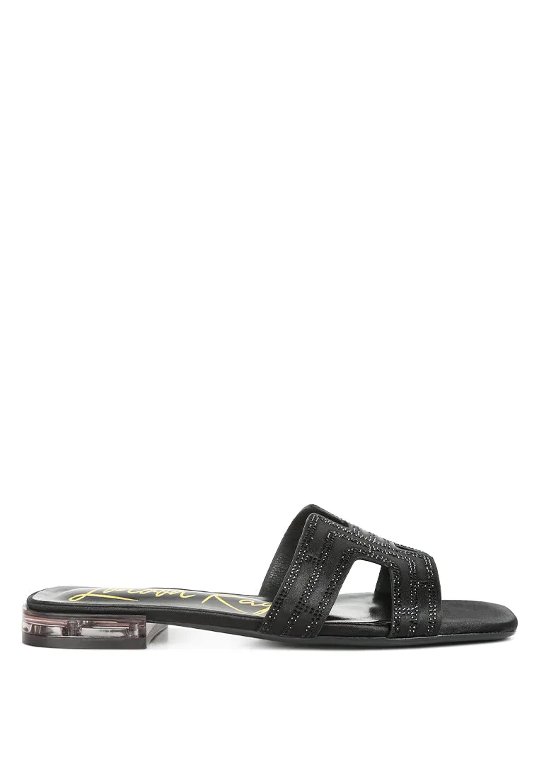 Big Money Low Stack Heel Embellished Sandals By Ruw