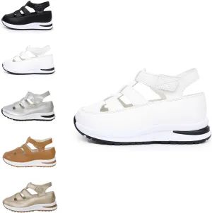 Bootara Women'S Plus Size Hollow-Out Casual Sandals, Closed Toe Platform Sandals Women, Extra Wide For Women Plus Size, Closed Toe Platform Height-Boosting