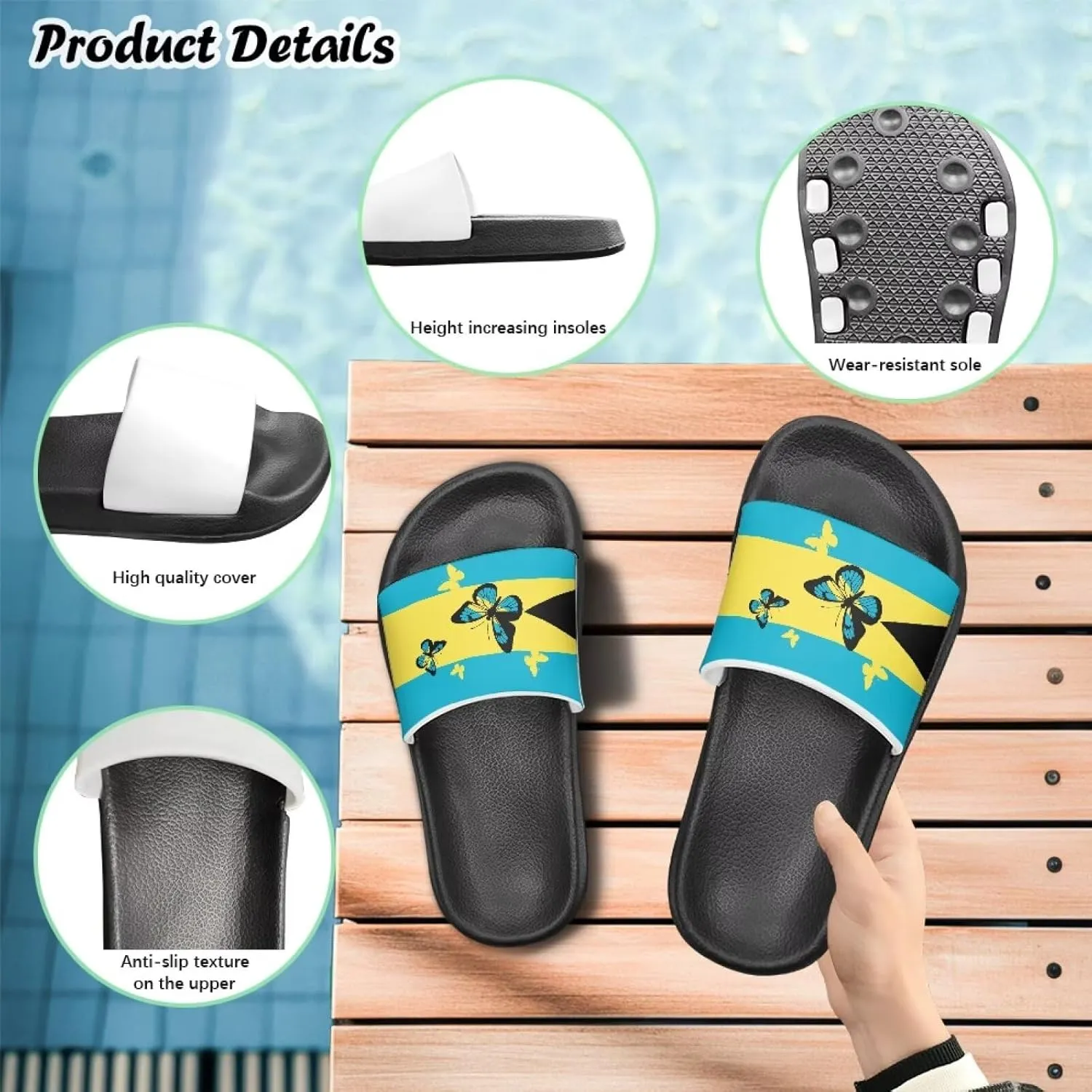 Boys Girls Slides Flag Themed Non-slip Kids Slide Sandals for Beach