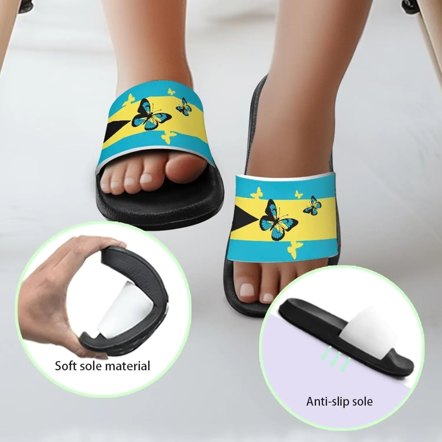 Boys Girls Slides Flag Themed Non-slip Kids Slide Sandals for Beach