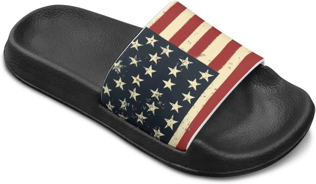 Boys Girls Slides Flag Themed Non-slip Kids Slide Sandals for Beach