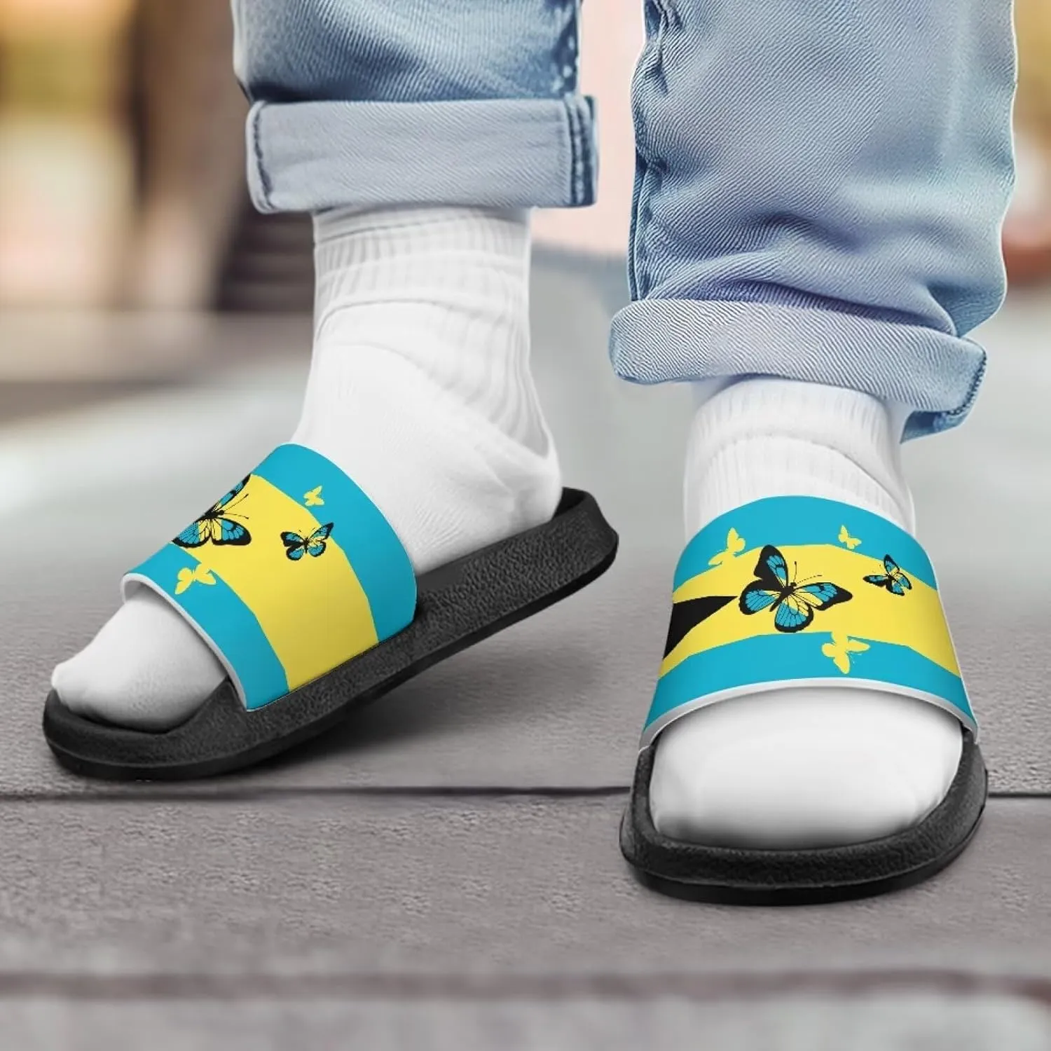 Boys Girls Slides Flag Themed Non-slip Kids Slide Sandals for Beach