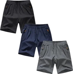 Boys' Loose Fit Athletic Shorts with Zipper Pockets Quick Dry Running Shorts