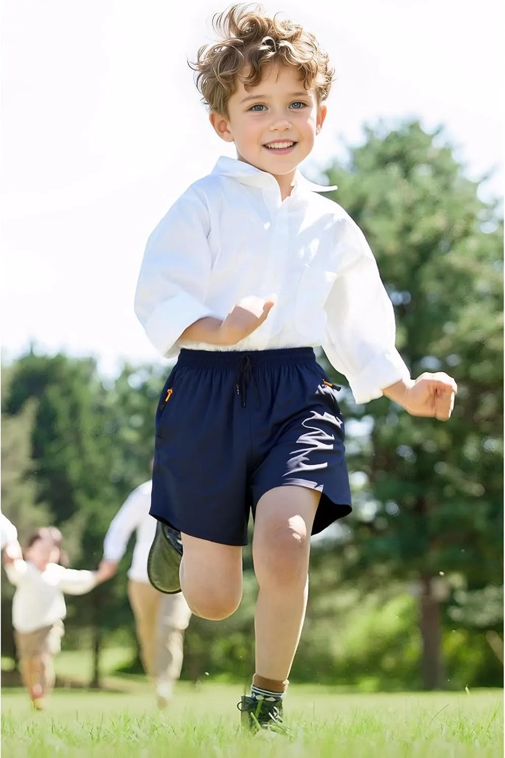 Boys' Loose Fit Athletic Shorts with Zipper Pockets Quick Dry Running Shorts