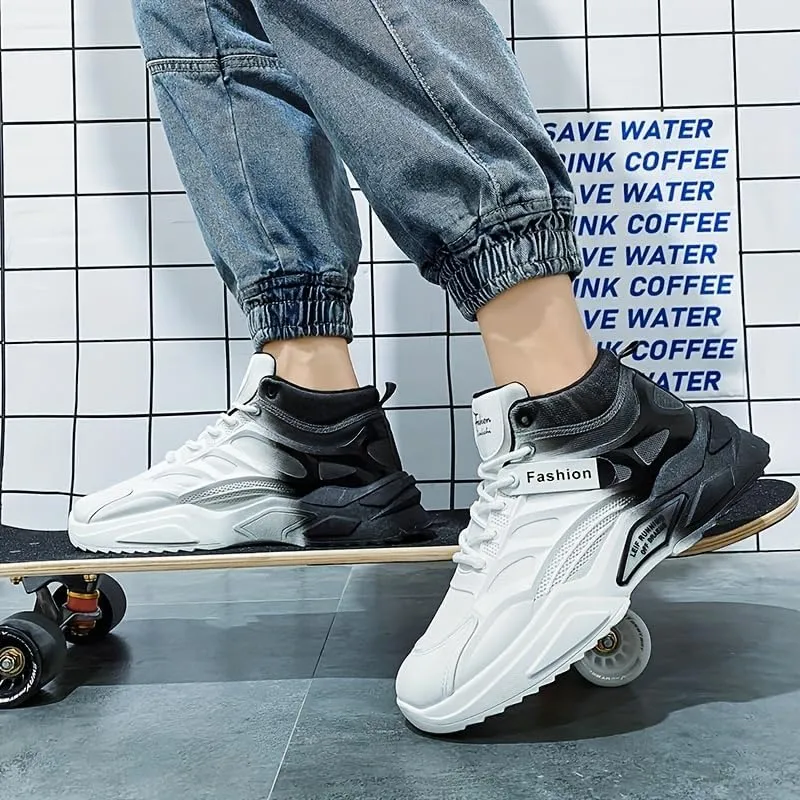 Breathable High Top Men's Lace-up Sneakers with Gradient Design