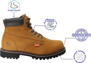 Cactus Men’s 3611 Soft Toe Insulated 6" Construction Work Boots Nubuck Leather Rubber Sole Comfortable Industrial Construction Boots