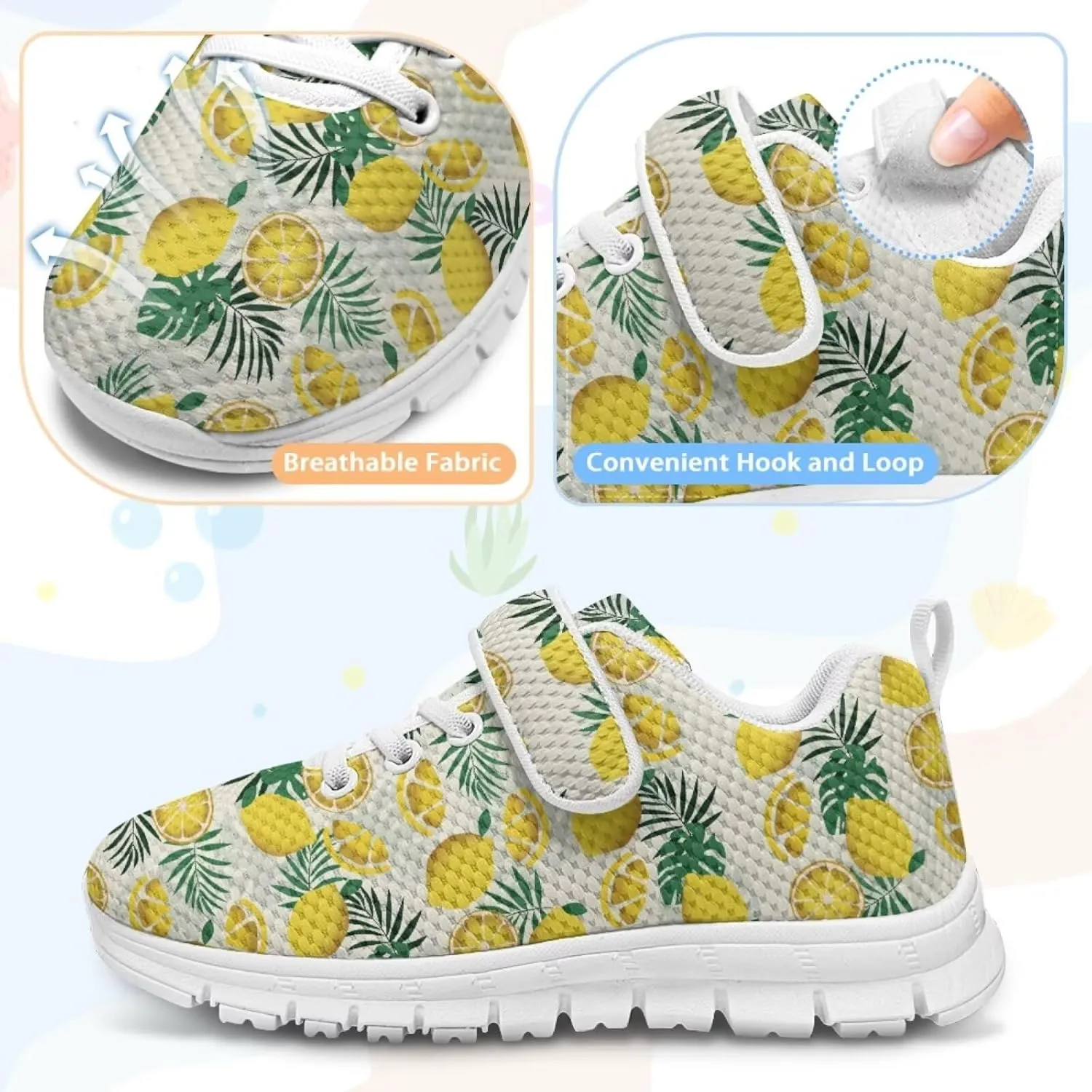 Coloranimal Kids Sneakers Walking Shoes Sports Shoes for Girls Slip On Sneakers Running Shoes Single Buckle Lace Up Shoes