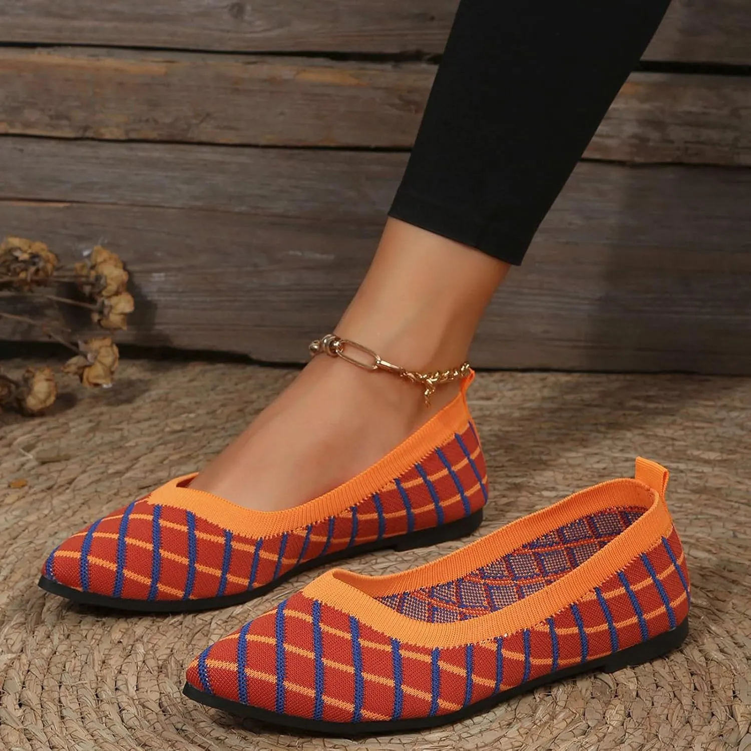Convenient Women's Flat Shoes for Women Color Matching Pointed Toe Shoes Flat Bottoms Comfortable Business Casual Dress Shoes for Men
