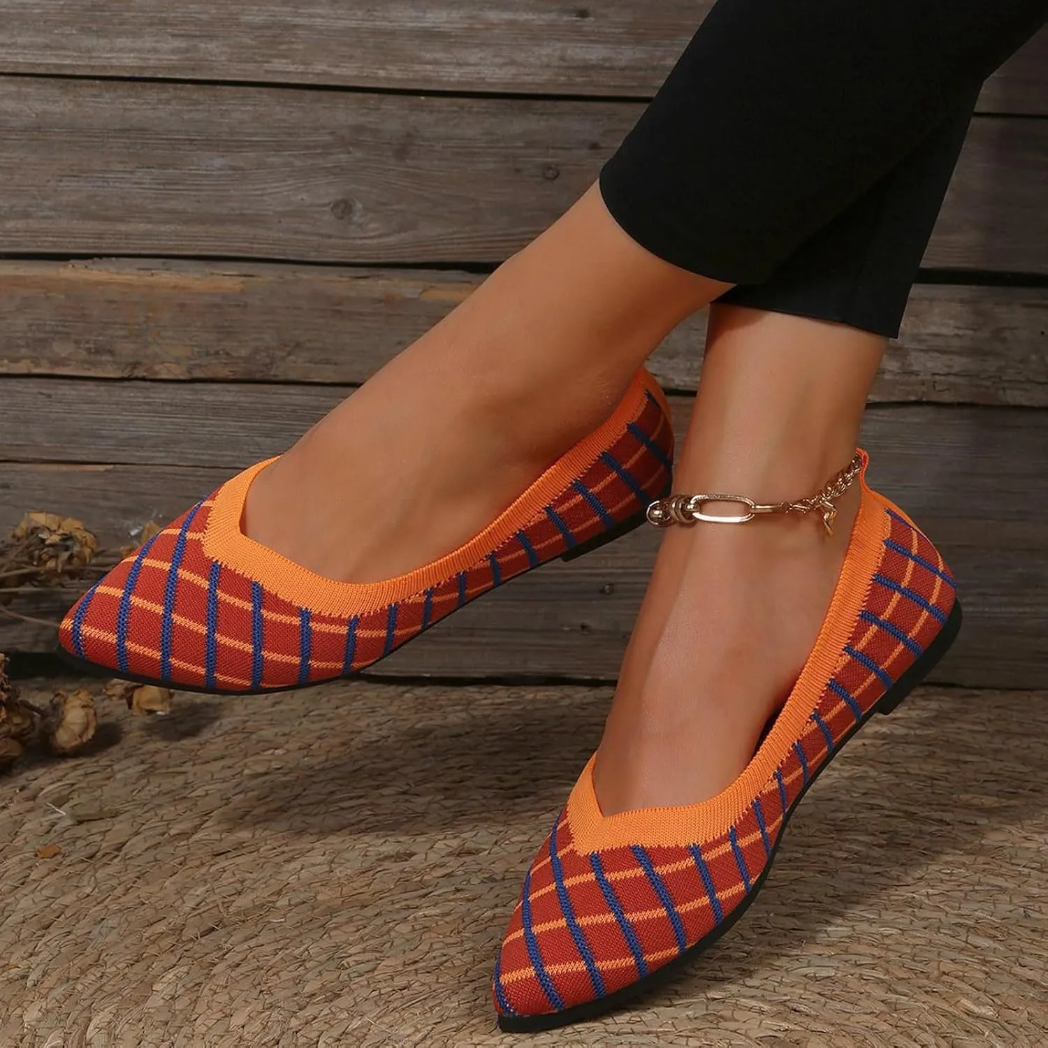 Convenient Women's Flat Shoes for Women Color Matching Pointed Toe Shoes Flat Bottoms Comfortable Business Casual Dress Shoes for Men