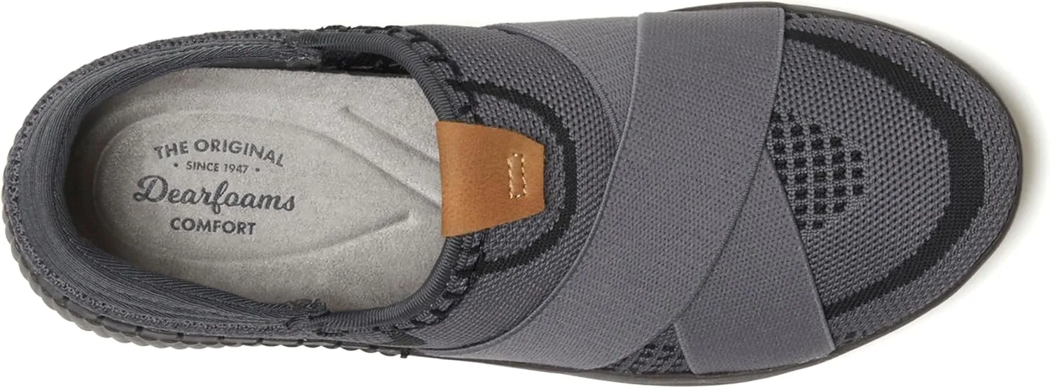 Dearfoams Women's Livie Machine Washable X Strap Knit Sneaker