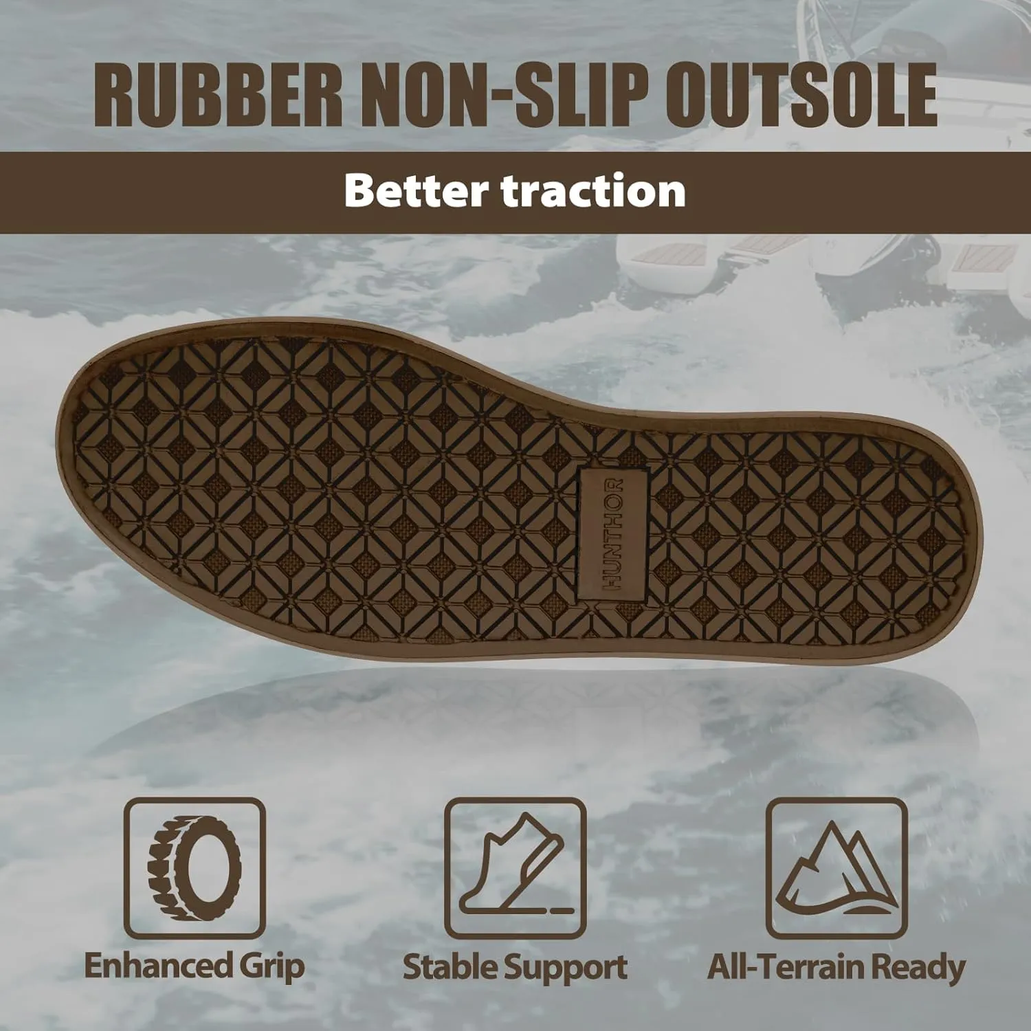 Deck Shoes Waterproof Rubber Boots with Non-Slip Rain Shoes for Fishing, Boating, Gardening, Walking - for Men