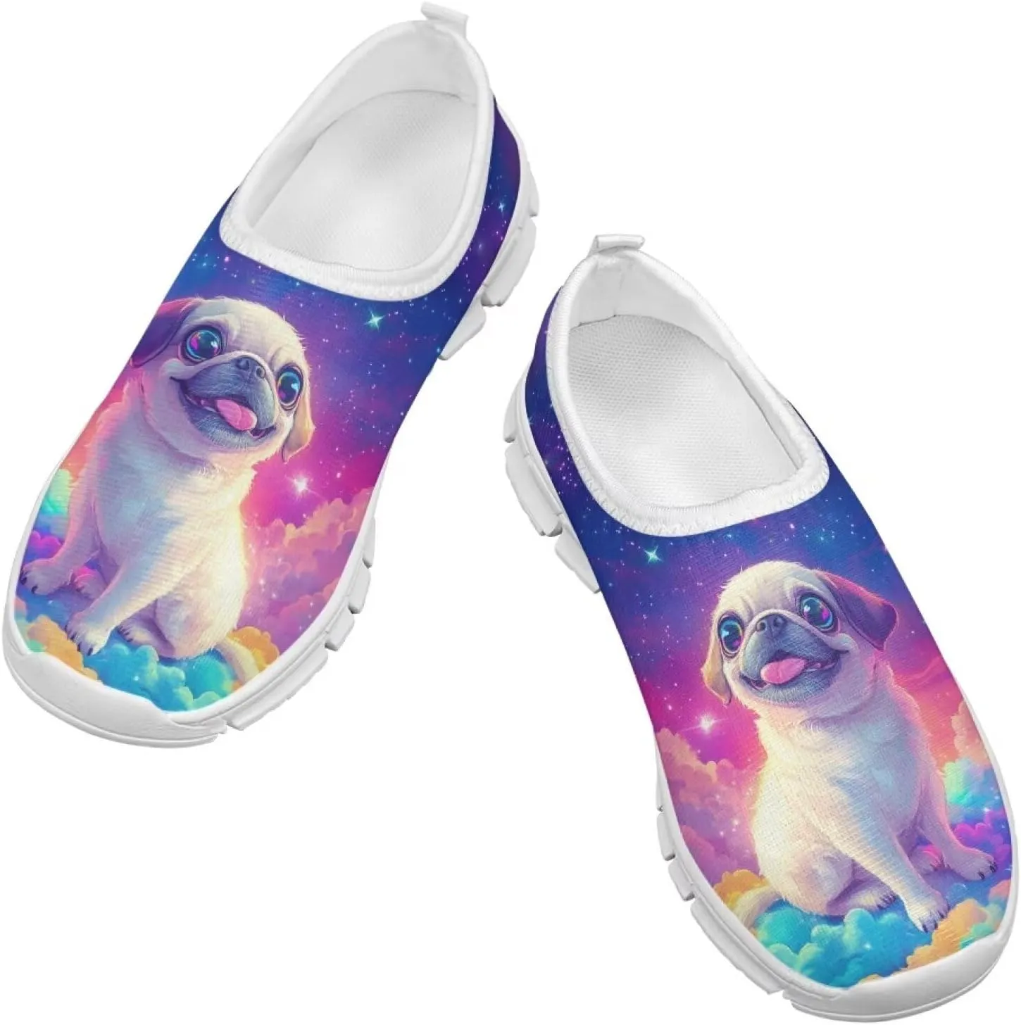 Doojoayie Girls Running Shoes Slip On Cute Graphic Sneakers for Girls and Boys Workout