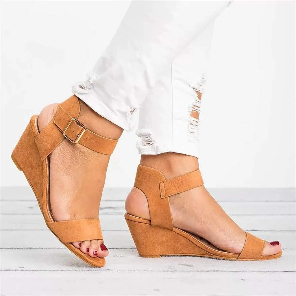 Eduavar Sandals for Women 2023, Orthopedic Sandals for Women Open Toe Ankle Strap Wedge Sandals Summer Dress Shoes