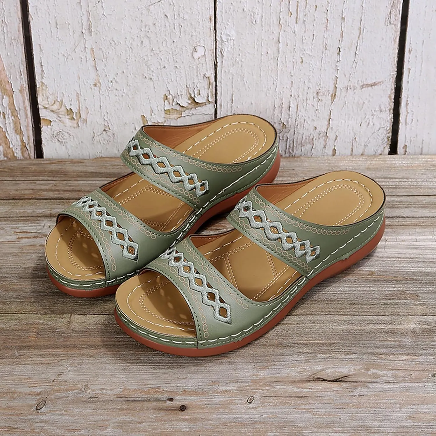 Eduavar Sandals for Women 2025 Orthopedic with Arch Support Lightweight Soft Comfort Summer Beach Slip On Walking Slippers