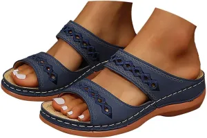 Eduavar Sandals for Women 2025 Orthopedic with Arch Support Lightweight Soft Comfort Summer Beach Slip On Walking Slippers