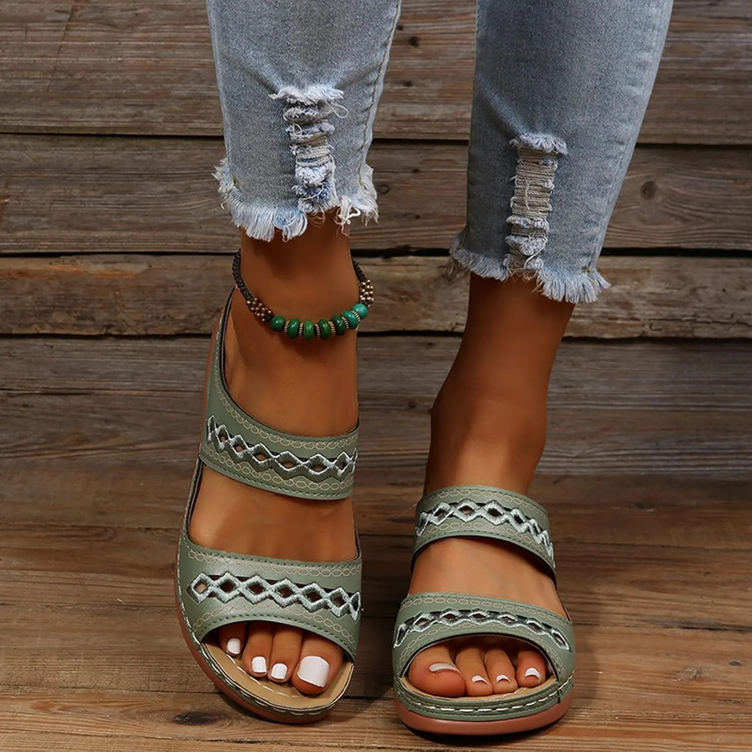 Eduavar Sandals for Women 2025 Orthopedic with Arch Support Lightweight Soft Comfort Summer Beach Slip On Walking Slippers