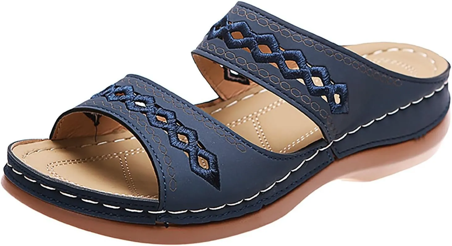 Eduavar Sandals for Women 2025 Orthopedic with Arch Support Lightweight Soft Comfort Summer Beach Slip On Walking Slippers