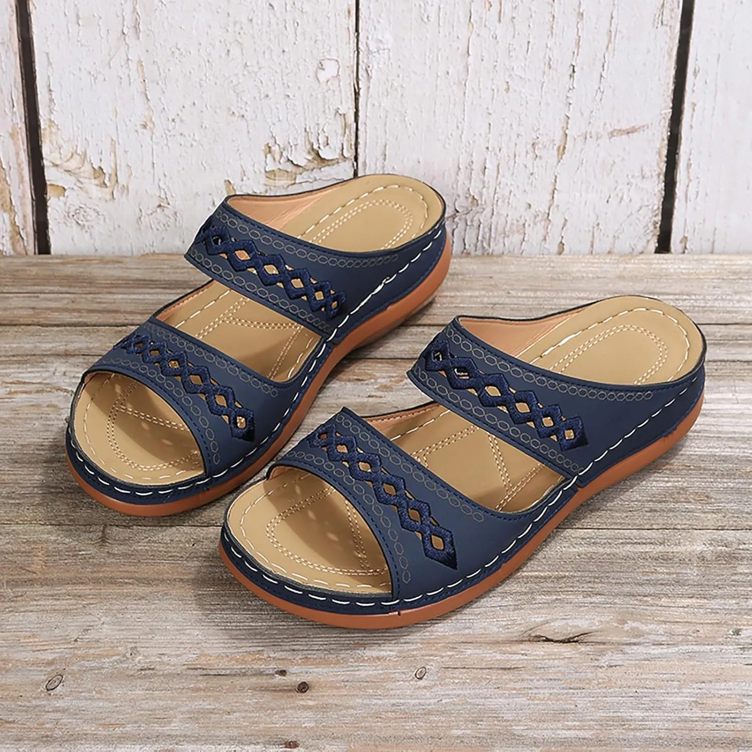 Eduavar Sandals for Women 2025 Orthopedic with Arch Support Lightweight Soft Comfort Summer Beach Slip On Walking Slippers