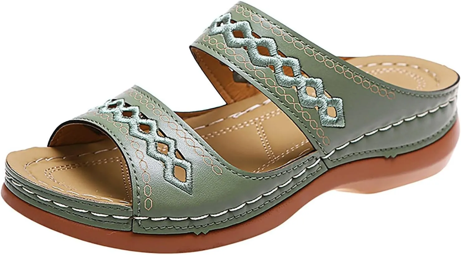 Eduavar Sandals for Women 2025 Orthopedic with Arch Support Lightweight Soft Comfort Summer Beach Slip On Walking Slippers