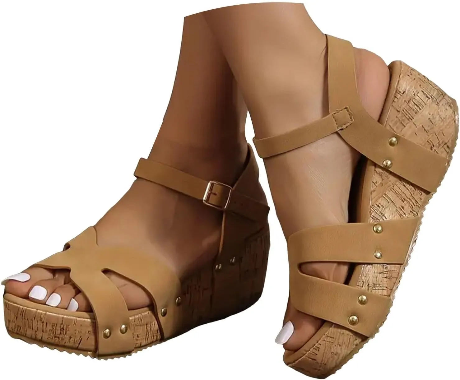 Eduavar Womens Wedge Sandals, Orthopedic Sandals for Women Sandals Open Toe Wedge Platform Sandal with Back Strap