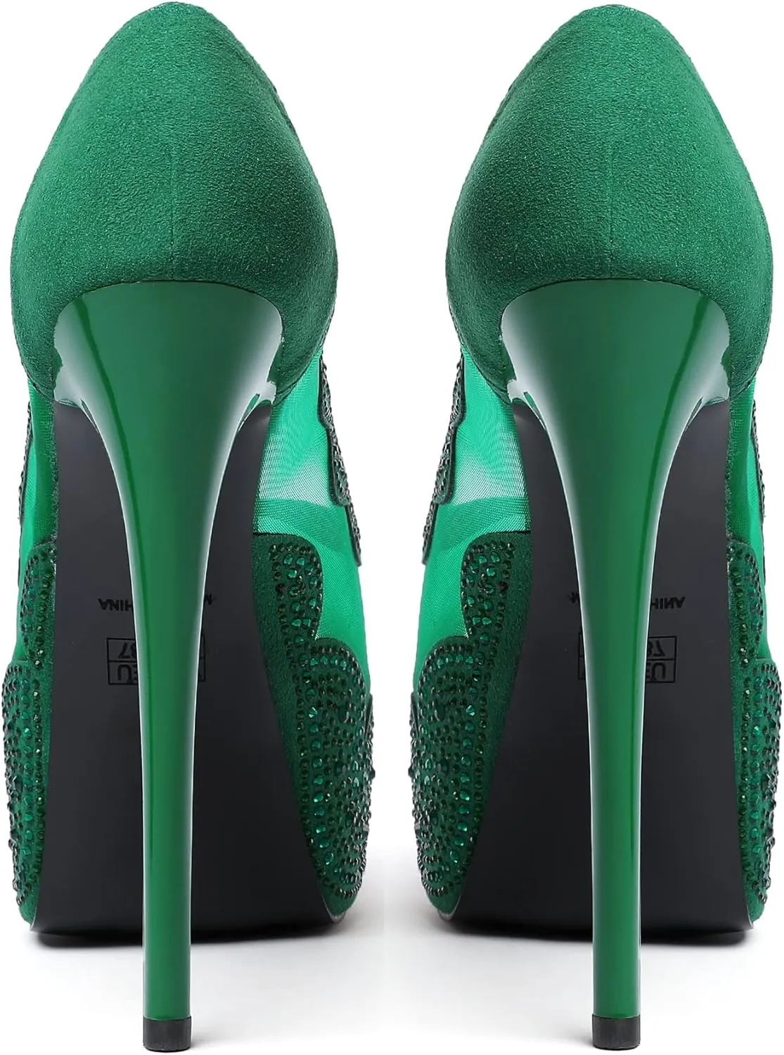 Eldof Women's Peep Toe High Heel Platform Pumps Rhinestones Sequins Lace Flowers Hollow Heels Sexy Retro Stiletto Sandals for Dress Party Wedding