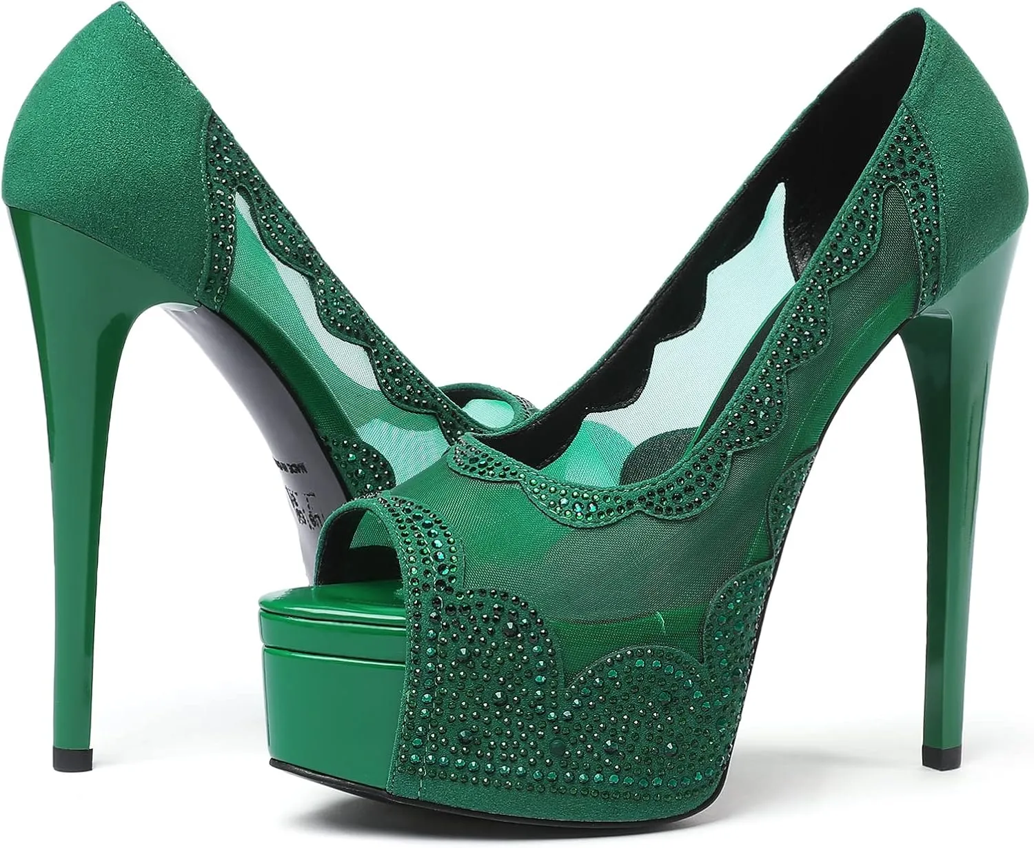Eldof Women's Peep Toe High Heel Platform Pumps Rhinestones Sequins Lace Flowers Hollow Heels Sexy Retro Stiletto Sandals for Dress Party Wedding