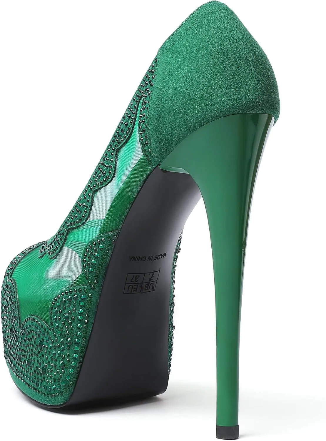 Eldof Women's Peep Toe High Heel Platform Pumps Rhinestones Sequins Lace Flowers Hollow Heels Sexy Retro Stiletto Sandals for Dress Party Wedding