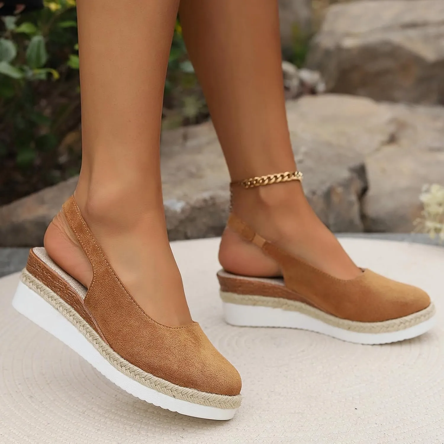Espadrilles Wedges Heels for Women Closed Toe Sandals Women Comfortable Ankle Strap Platform Sandals Cute Slingback Wedge Sandals Summer Dressy Wide Width Low Heel Sandals Casual ﻿