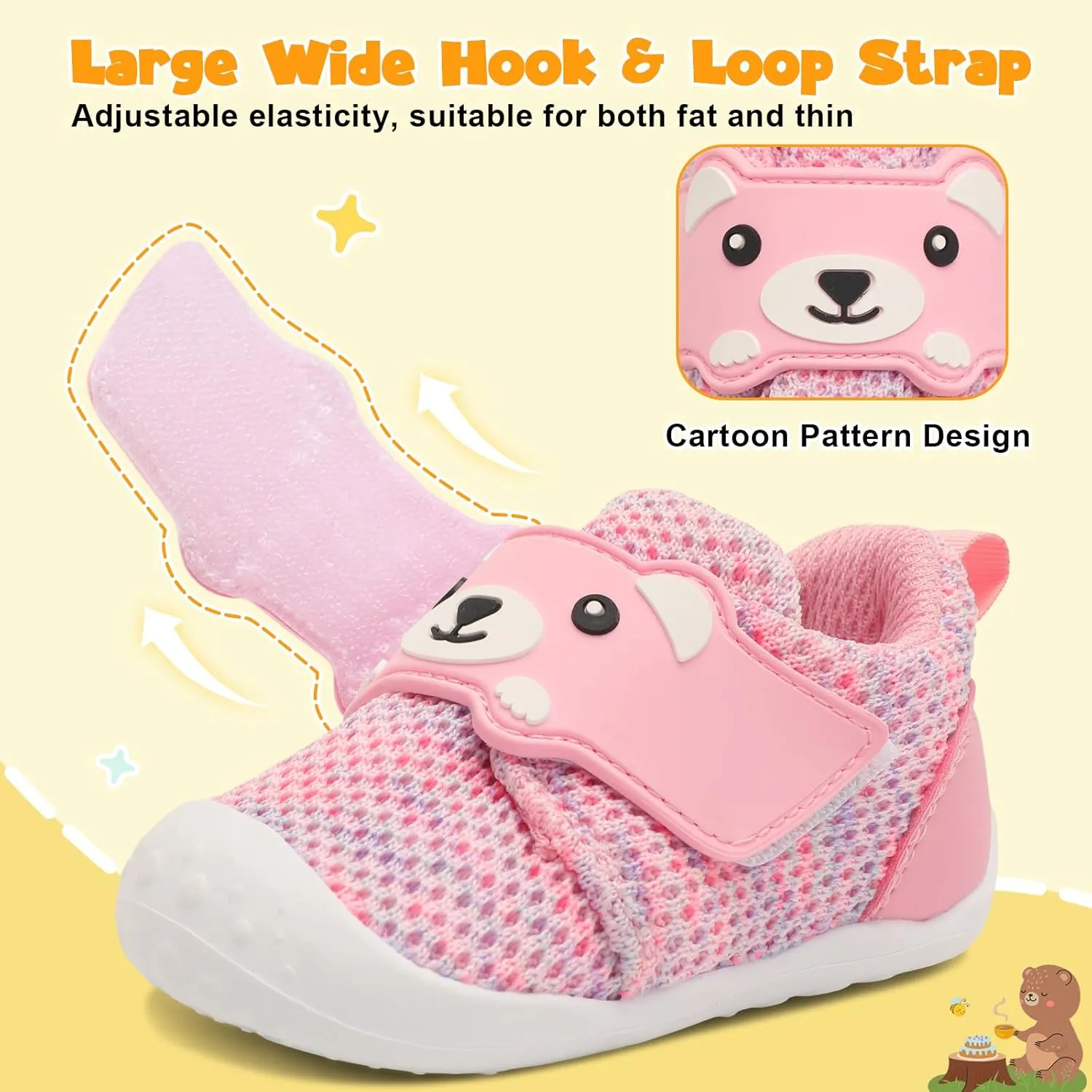 FEETCITY Baby Walking Shoes Wide Baby Shoes Boys Girls Infant Sneakers Crib Shoes Breathable Toddler Barefoot Shoes Slip On Shoes