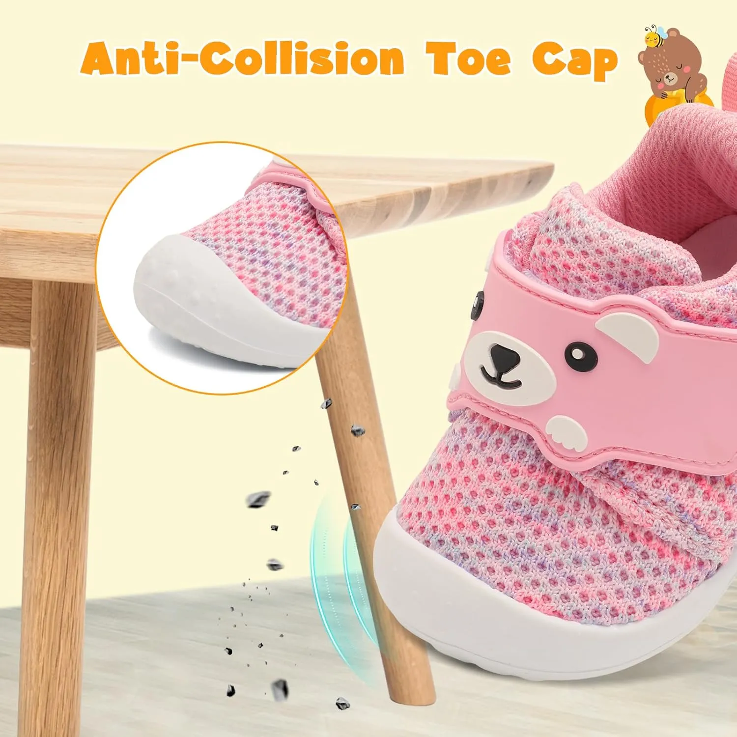 FEETCITY Baby Walking Shoes Wide Baby Shoes Boys Girls Infant Sneakers Crib Shoes Breathable Toddler Barefoot Shoes Slip On Shoes
